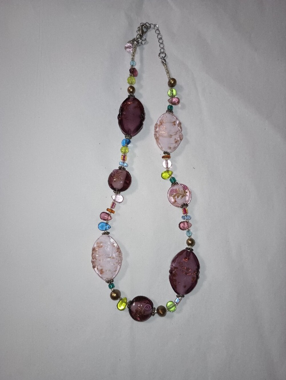 Vintage Premier Designs "Lavender Rose" Glass Beaded Necklace
